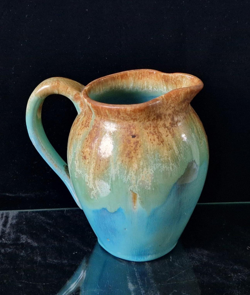 Antique Art Nouveau Rambervillers Glazed Pottery Pitcher, Early 20th Century