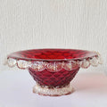 1960's Ruby Red & Gold Flecks Salviati Venetian Art Glass Pedestal Bowl