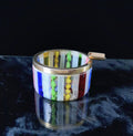 Mid Century 1960's Murano Fratelli Toso Rainbow Ribbons Italian Art Glass Ash Tray