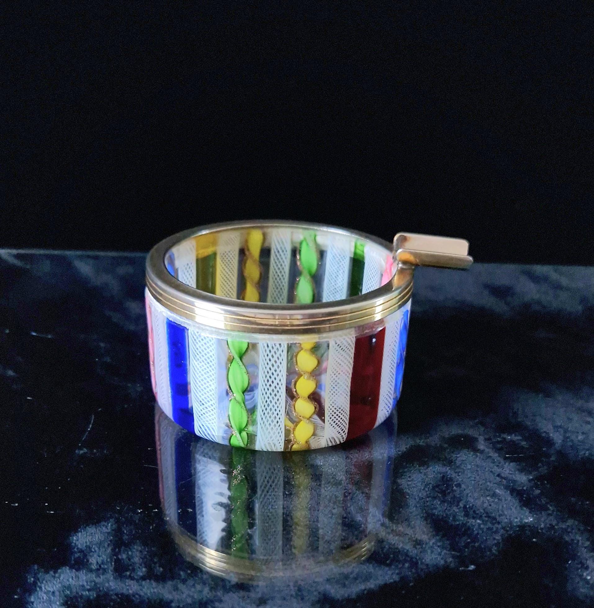 Mid Century 1960's Murano Fratelli Toso Rainbow Ribbons Italian Art Glass Ash Tray