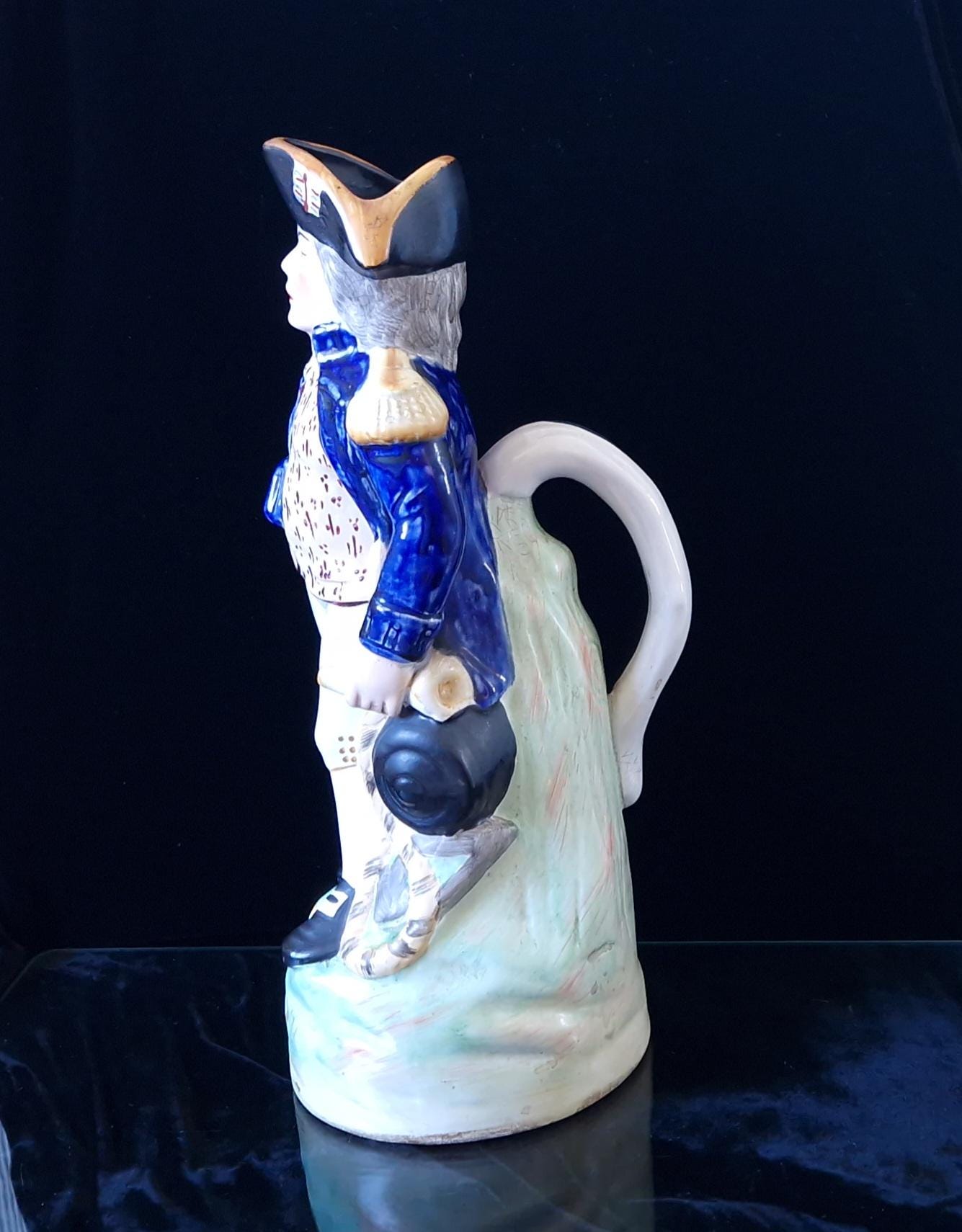 Antique Staffordshire Horatio Nelson Character Jug, Handpainted Pottery (12 inches)