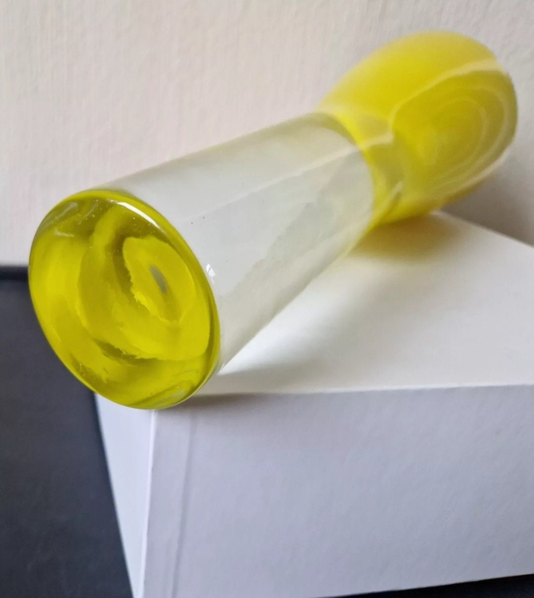 Yellow Sommerso Vase Art Glass Cased Inverted Cone Mid Century Design