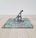 Small Antique Bronze Sundial Plate Sun Ray Engraving Verdigris Roman Numerals 12cm x 12cm