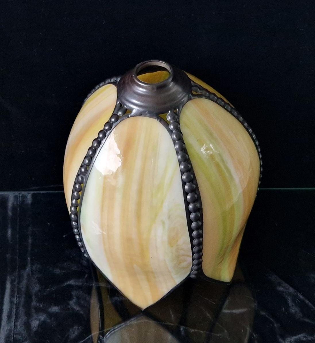 Vintage Tiffany-Style Slag Glass 5 Panel Tulip Lamp Shade 20cm