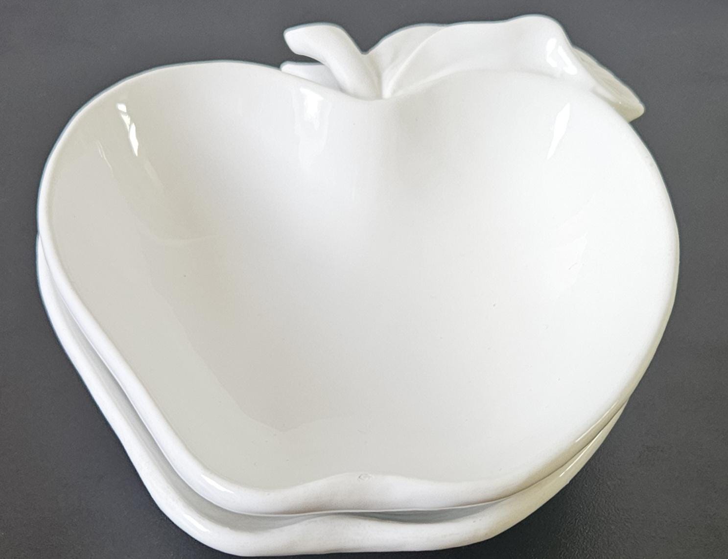 Vintage Pair White Apple Shaped Dishes Made in Italy 5" X 5.5"