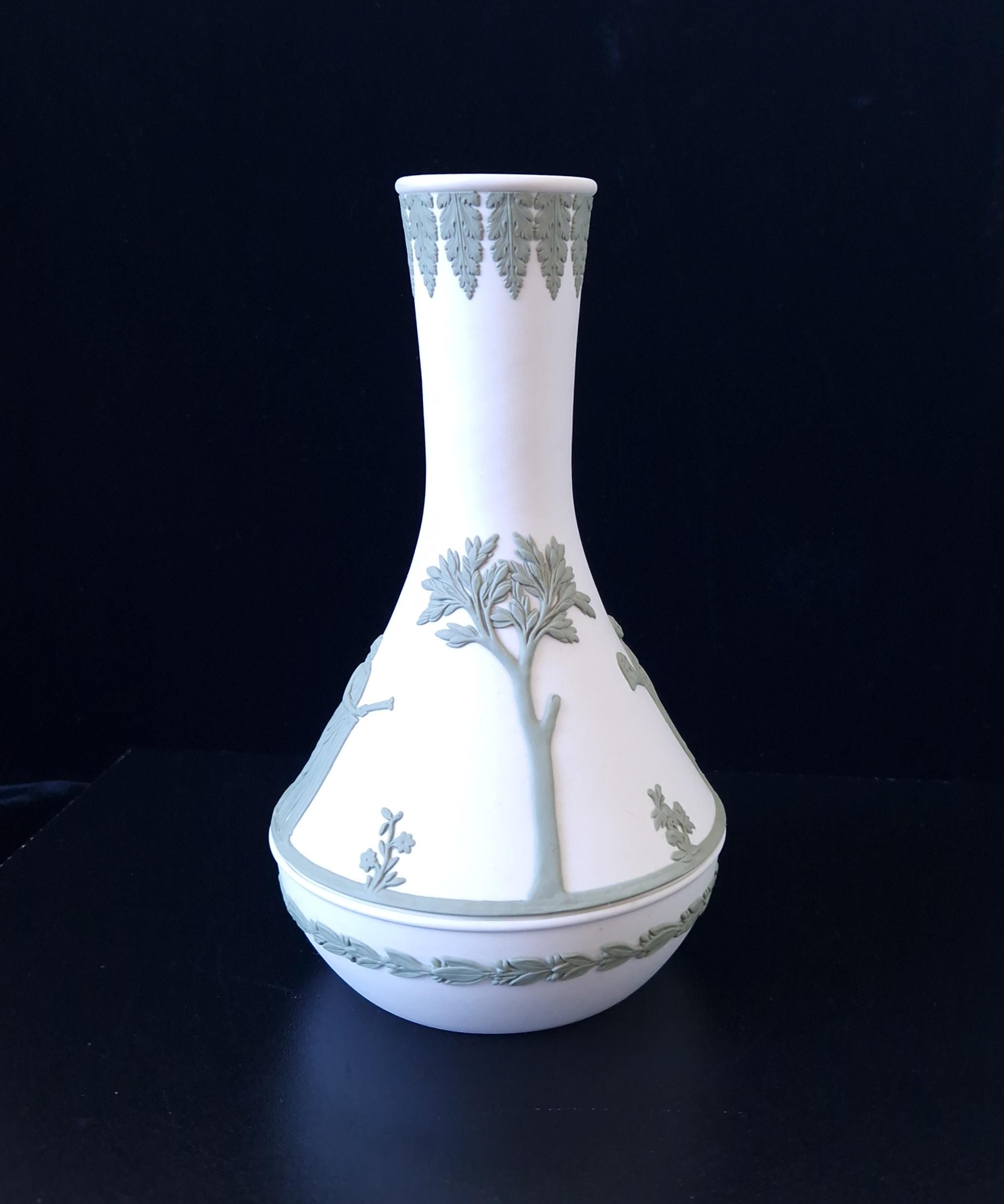 Vintage Wedgwood Jasperware Sage on White Parnassus Vase