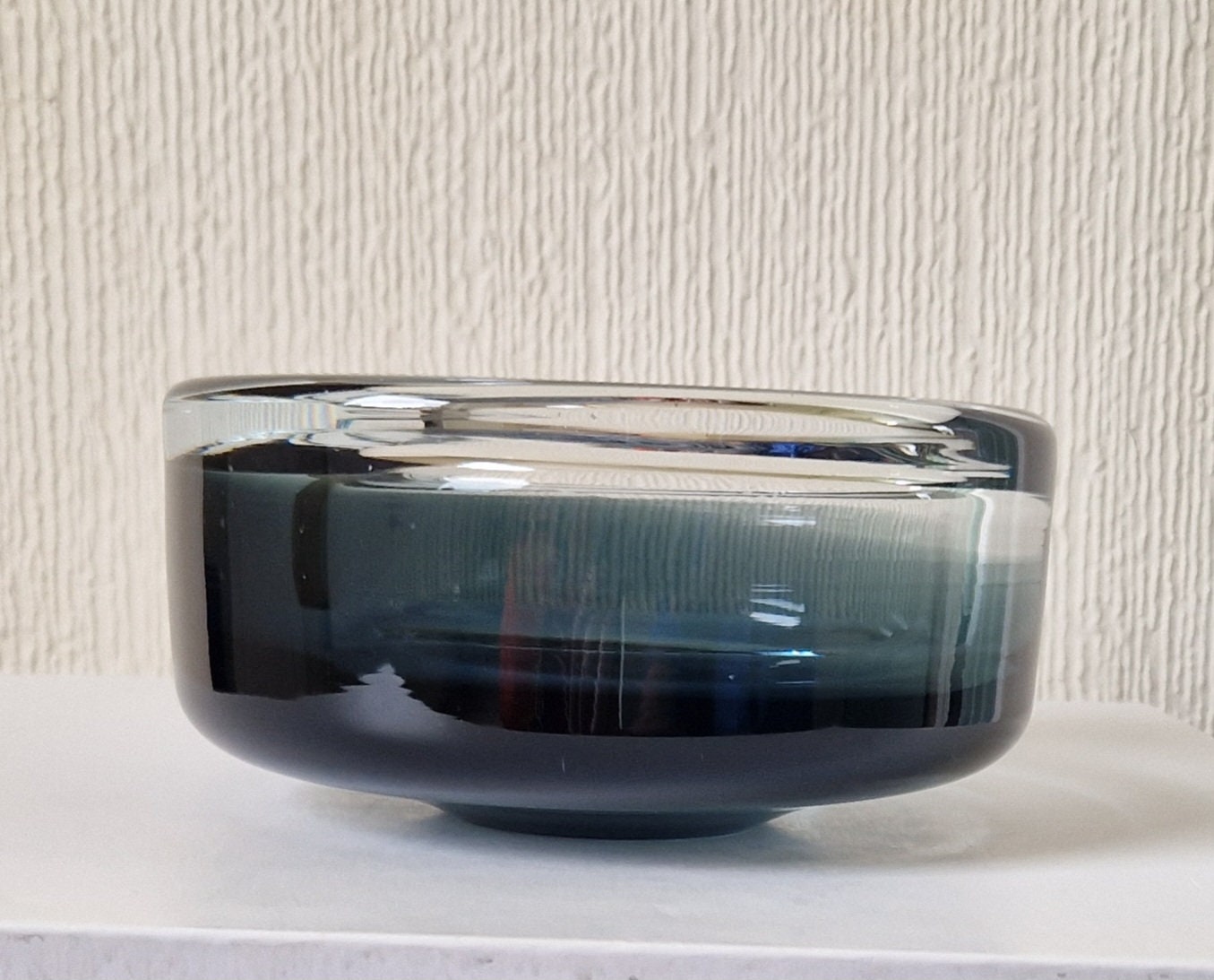 Per Lutken For Holmegaard Ashtray Bowl MCM Smoke Blue Danish Art Glass 1960's