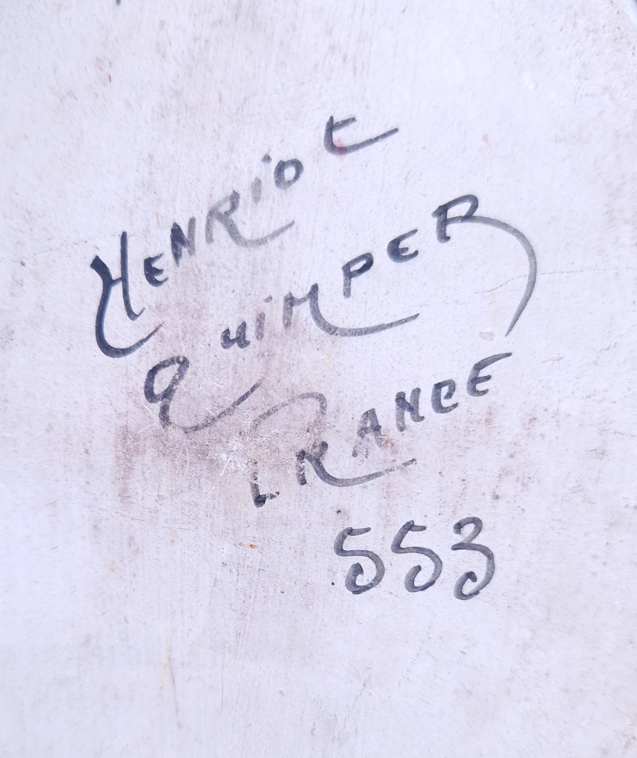 Vintage Henriot Quimper Faience Ceramic Boat Shape Divided Serving Dish