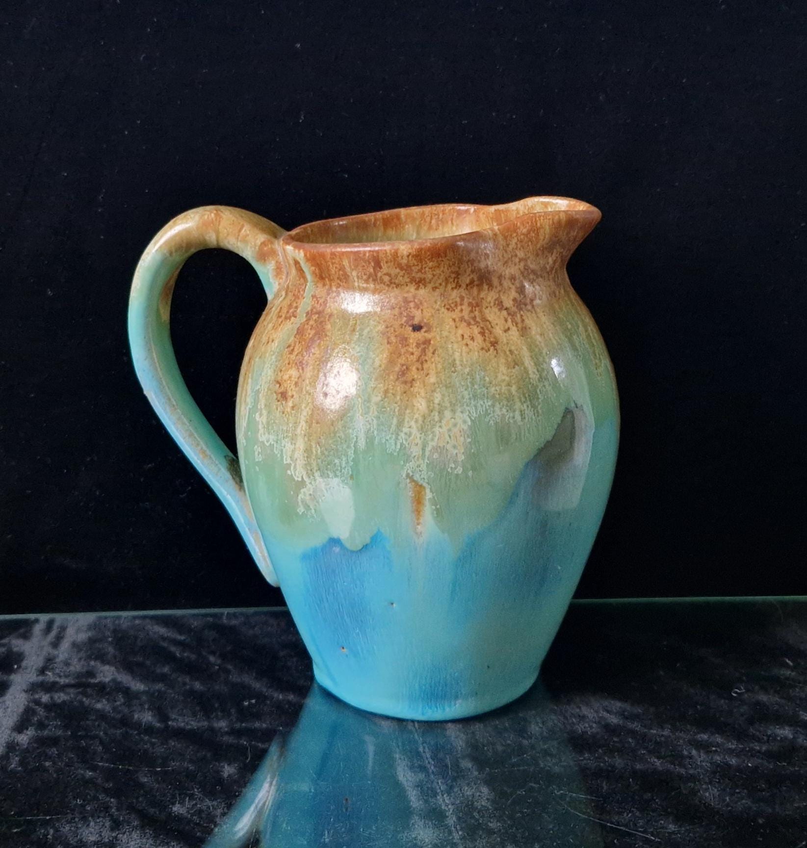 Antique Art Nouveau Rambervillers Glazed Pottery Pitcher, Early 20th Century
