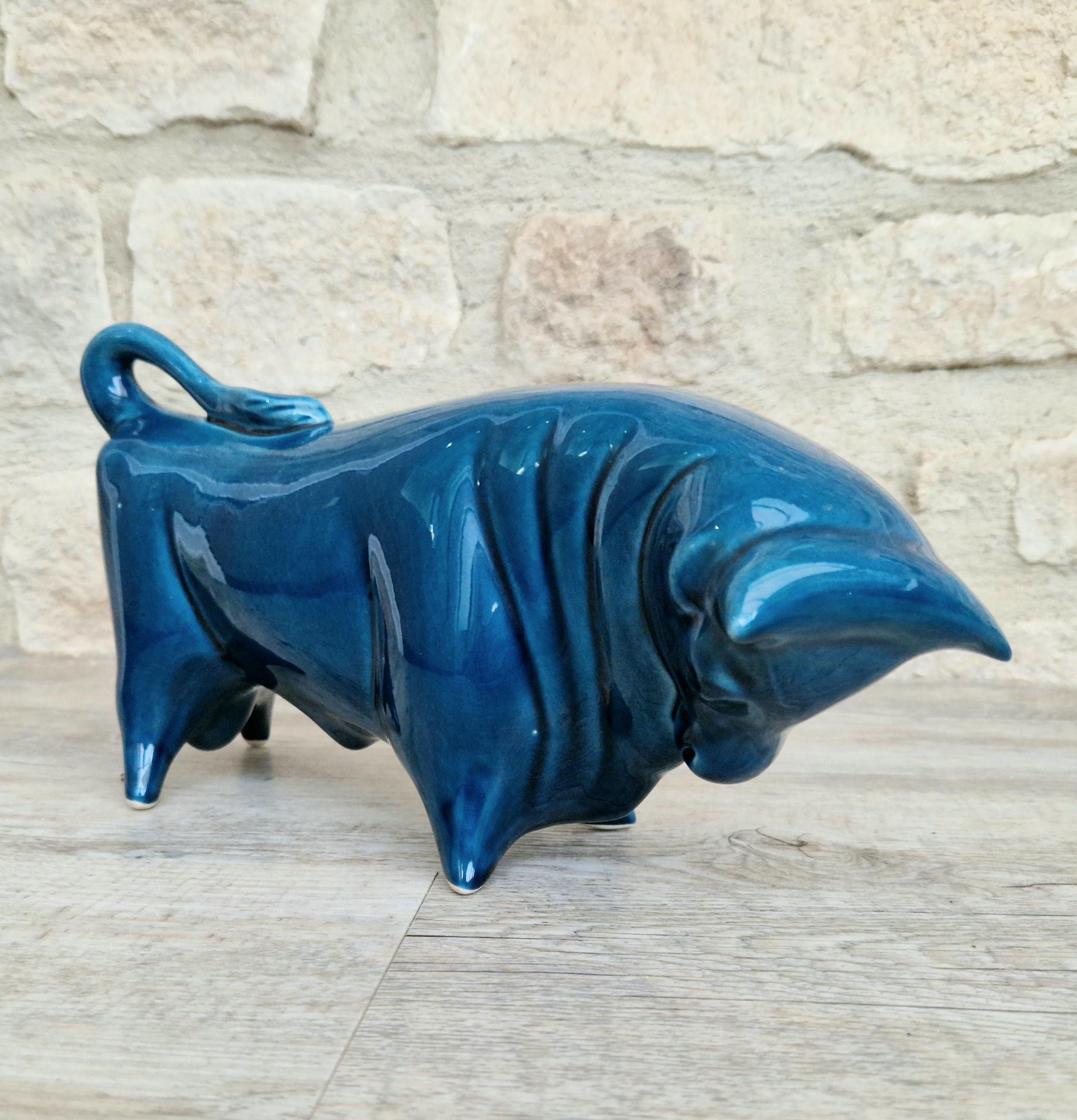 Vintage Colin Melbourne Ceramic Bull Figurine, Trentham Artware, 1950s