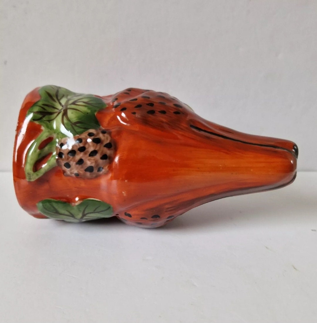 Aesop's Fables Ceramic Fox Head & Grapes Stirrup Cup Antique 19th Century Staffordshire Pottery Rare