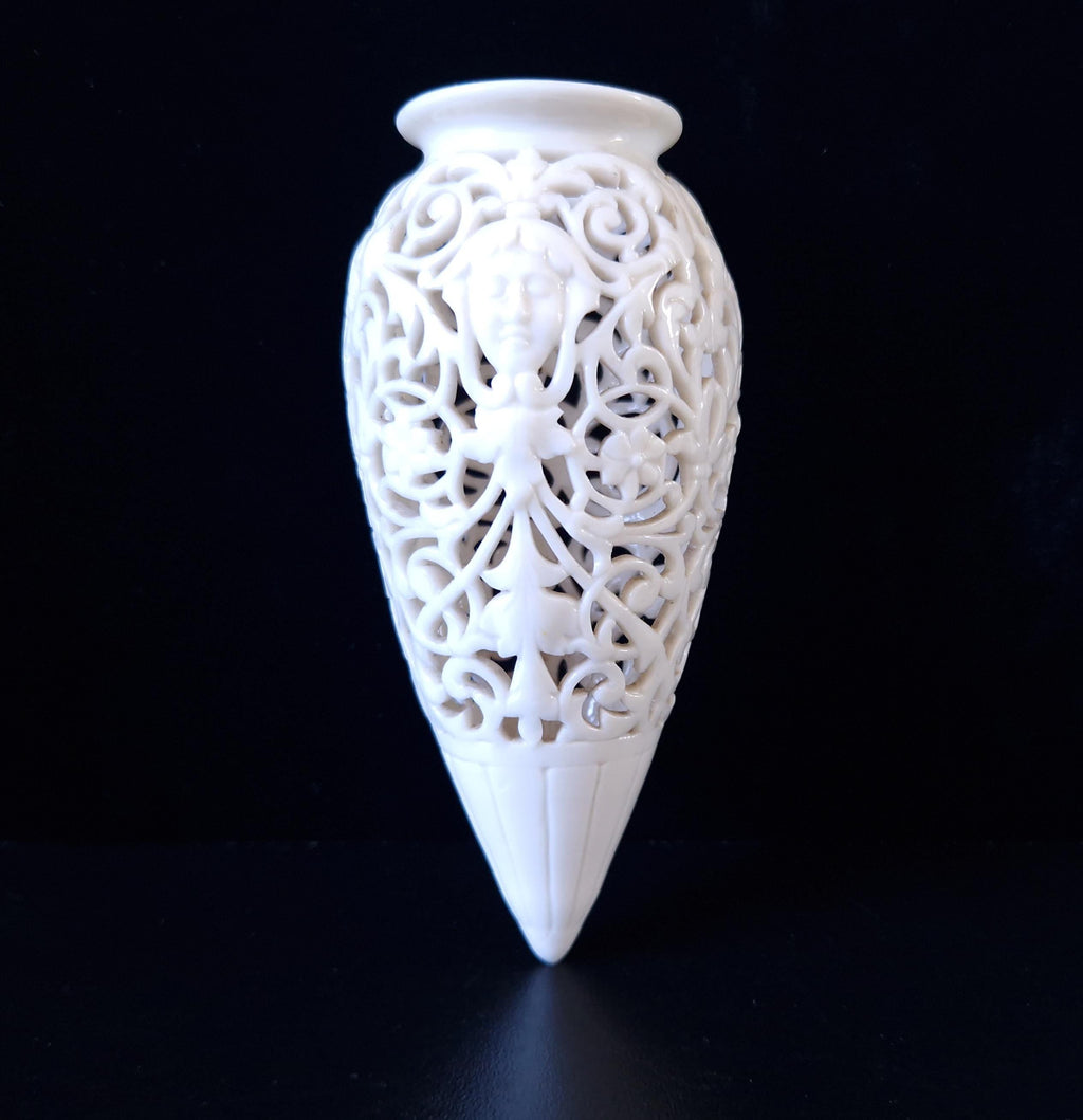 Graingers Worcester Porcelain Vase: 19th Century Reticulated Spill/Posey