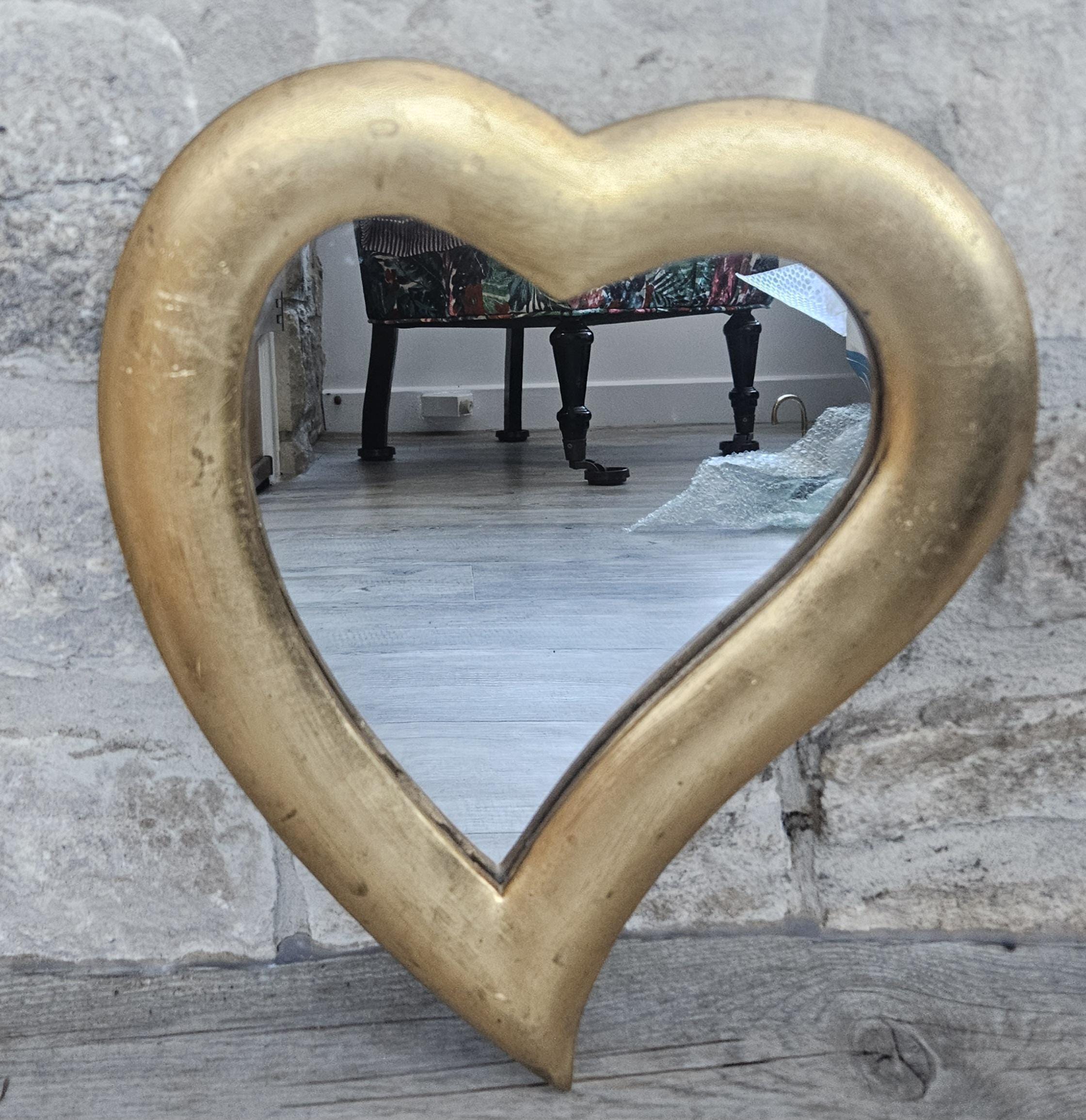 Vintage Gold Framed Heart Wall Mirror 31cm X 27cm