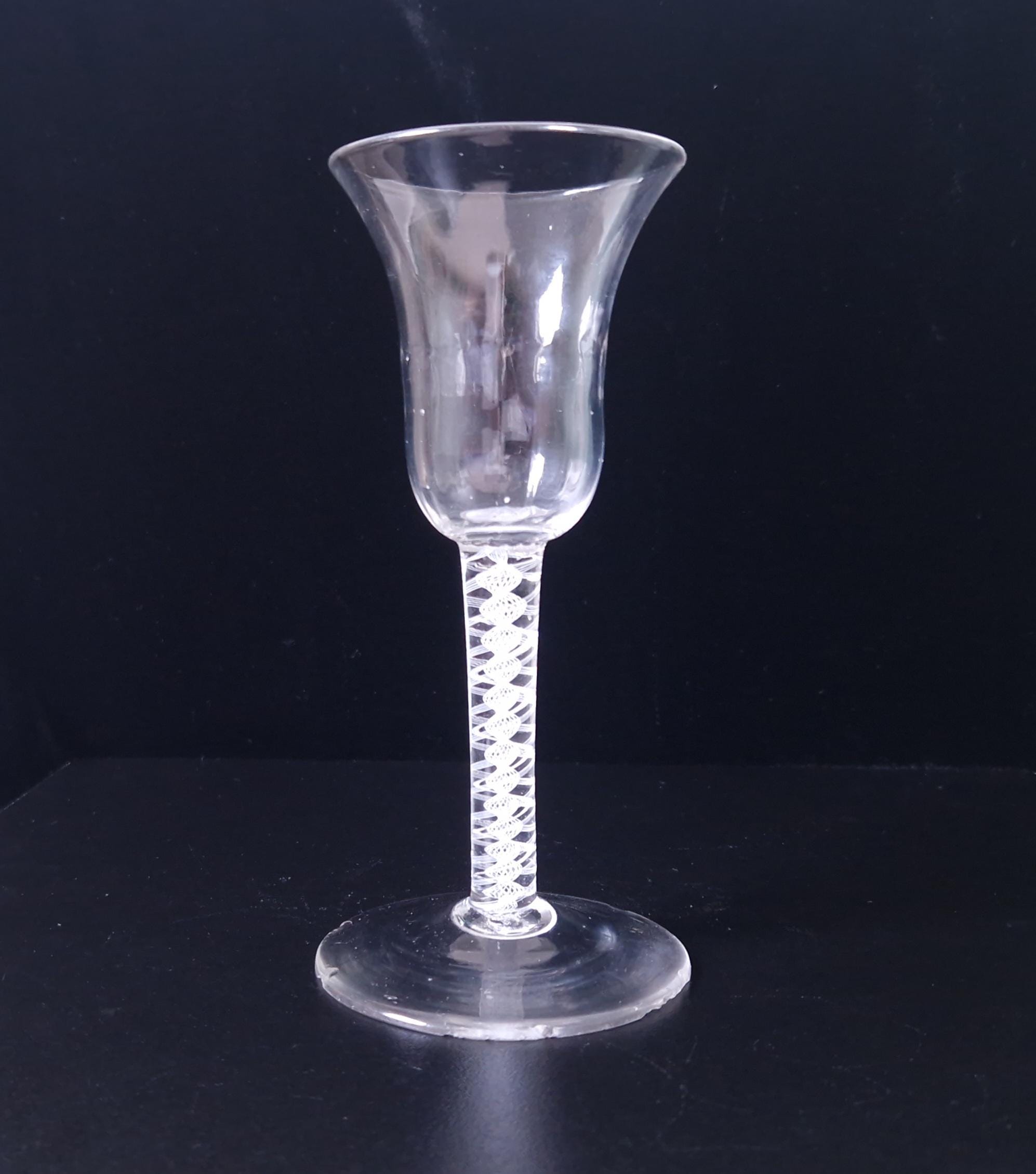 18th Century Wine Glass, Opaque Airtwist Stem (Chipped Foot)
