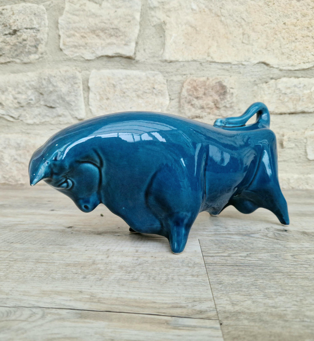 Vintage Colin Melbourne Ceramic Bull Figurine, Trentham Artware, 1950s