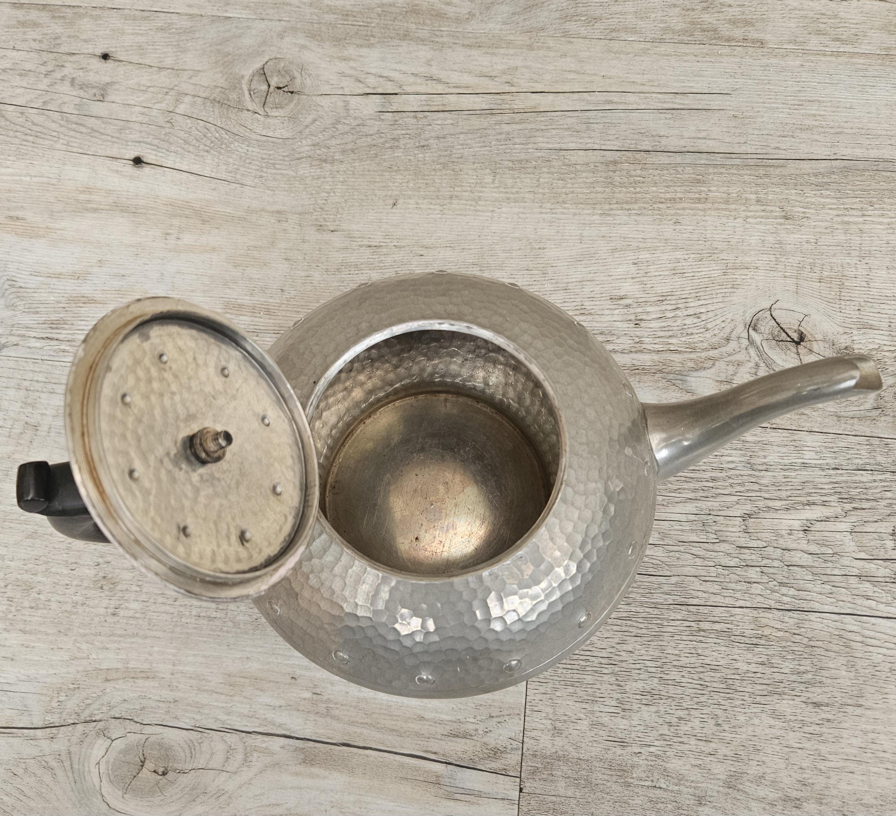 Vintage Arts and Crafts Hammered Pewter Teapot England Collectible British 1920s