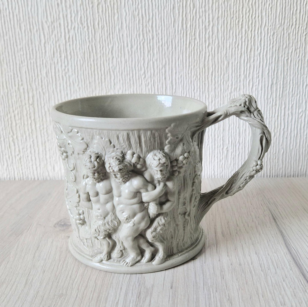 1830s Minton Stoneware Mug: Silenus and Bacchus Relief