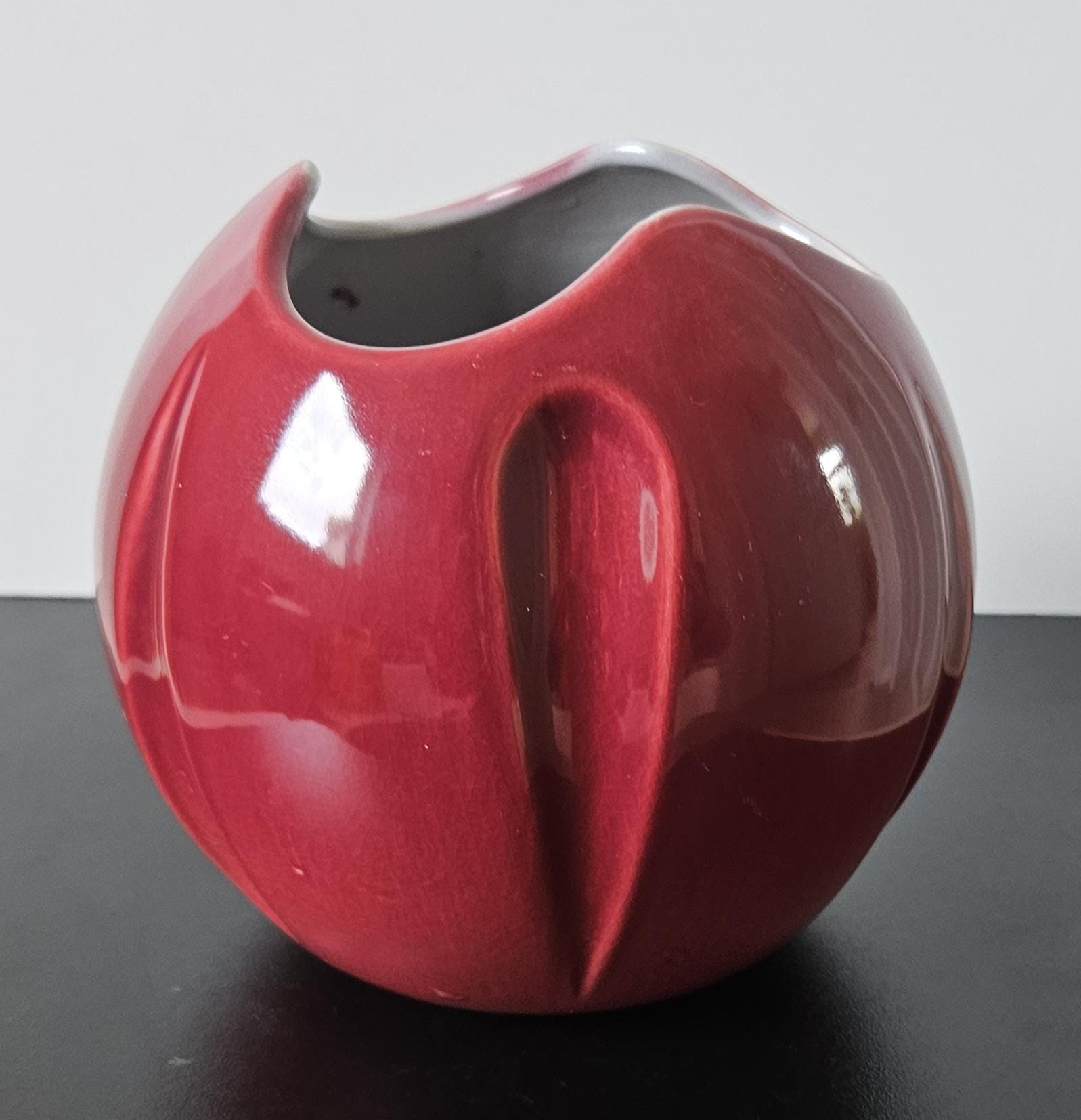 Vintage Art Deco Style Globe Vase Cerise Tulip Vase Made in England