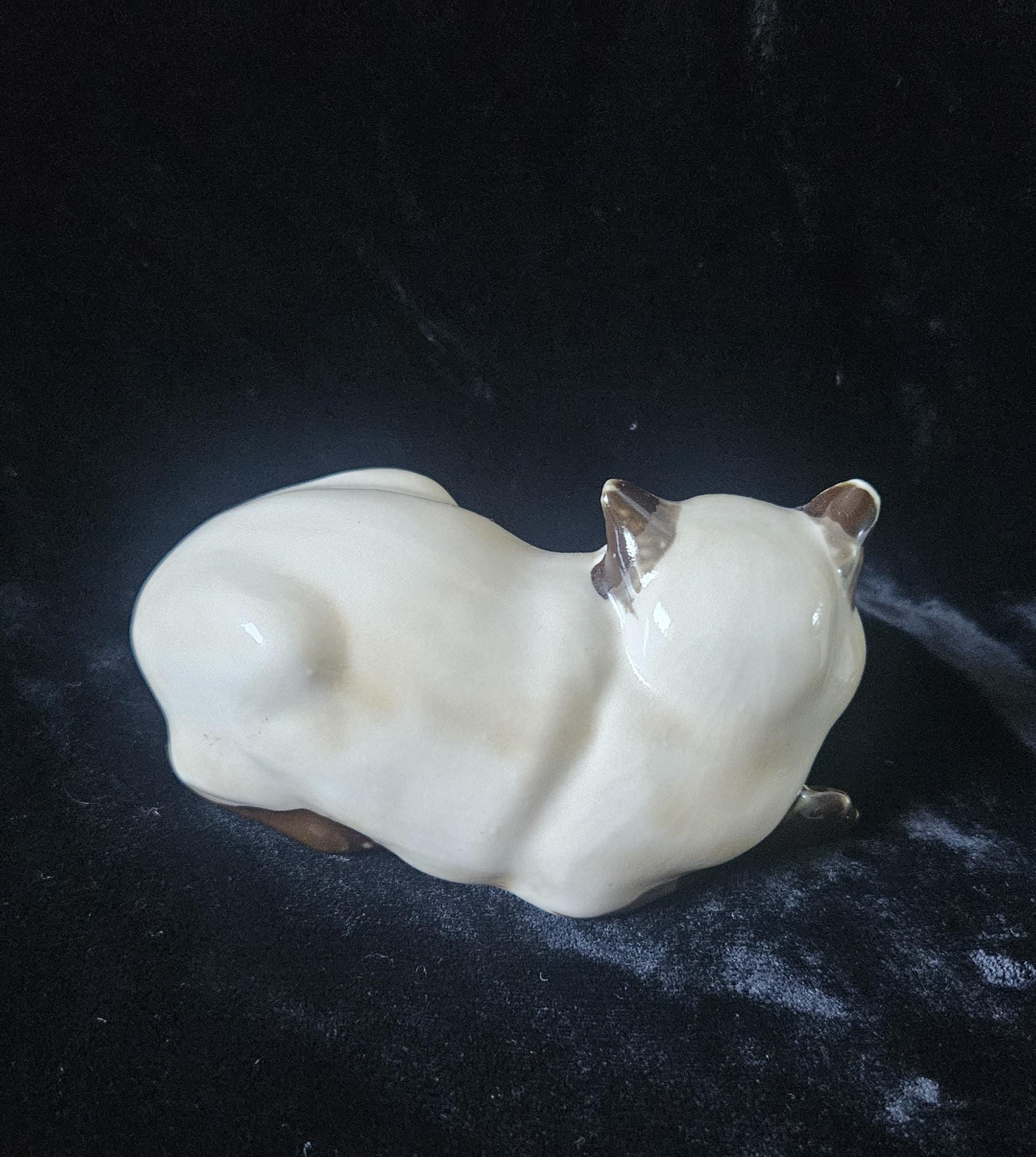 Vintage Ceramic Siamese Cat Ornament 11cm Long Siamese Gift