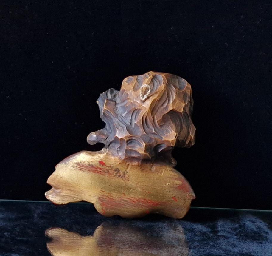 Antique Carved Polychrome Putti Cherub Bust Painted & Gilded Continental 19th C. Artwork