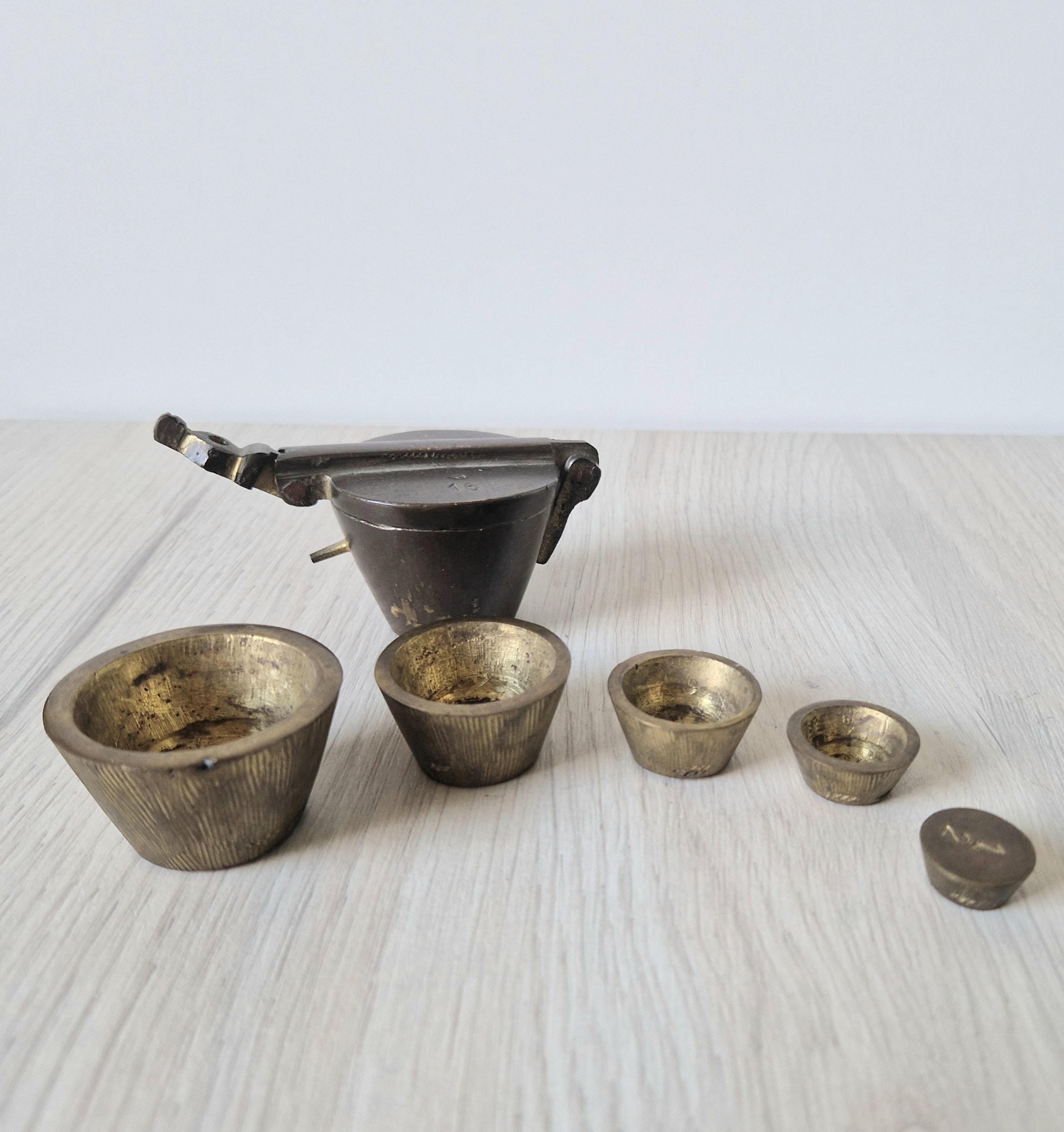 Antique Bronze Nesting Cup Apothecary Weights Set Early 19th Century