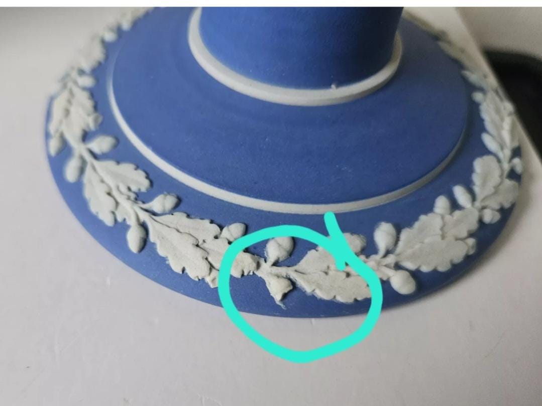 Vintage Wedgwood Jasperware Candlestick Pair: Dark Blue Taper Candle Holders
