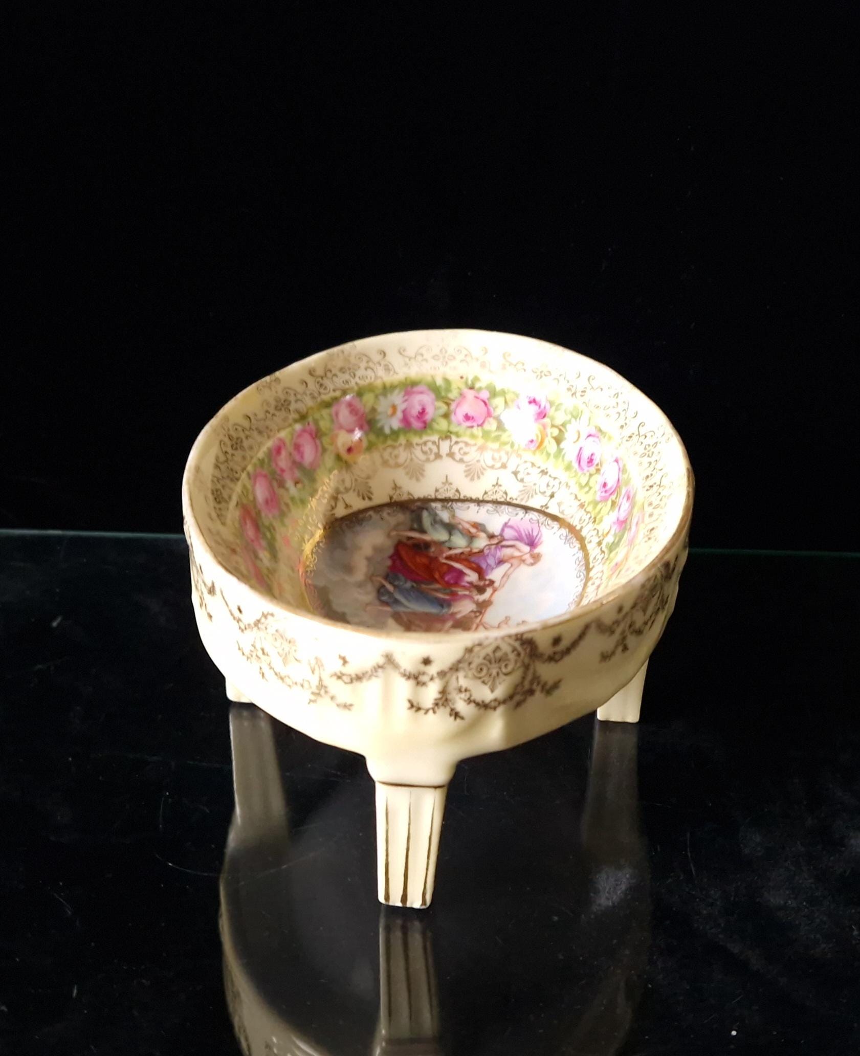 Royal Vienna Style Four Footed Oval Aurora Apollo Chariot Vintage Candy Dish