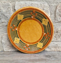 Vintage French Rustic BIOT Ceramic Concentric Circles Motif Yellow Glaze Dessert Plate