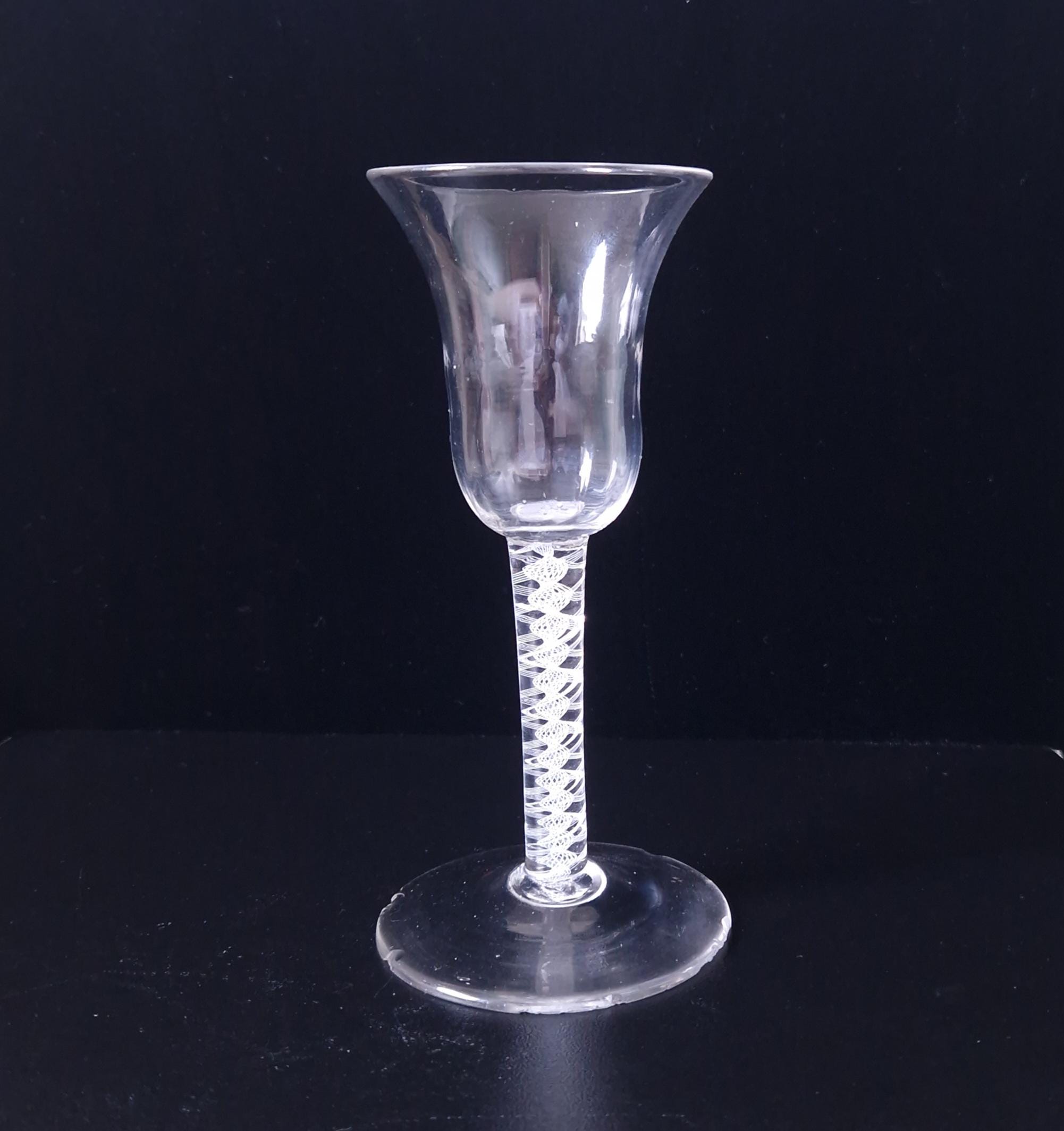 18th Century Wine Glass, Opaque Airtwist Stem (Chipped Foot)