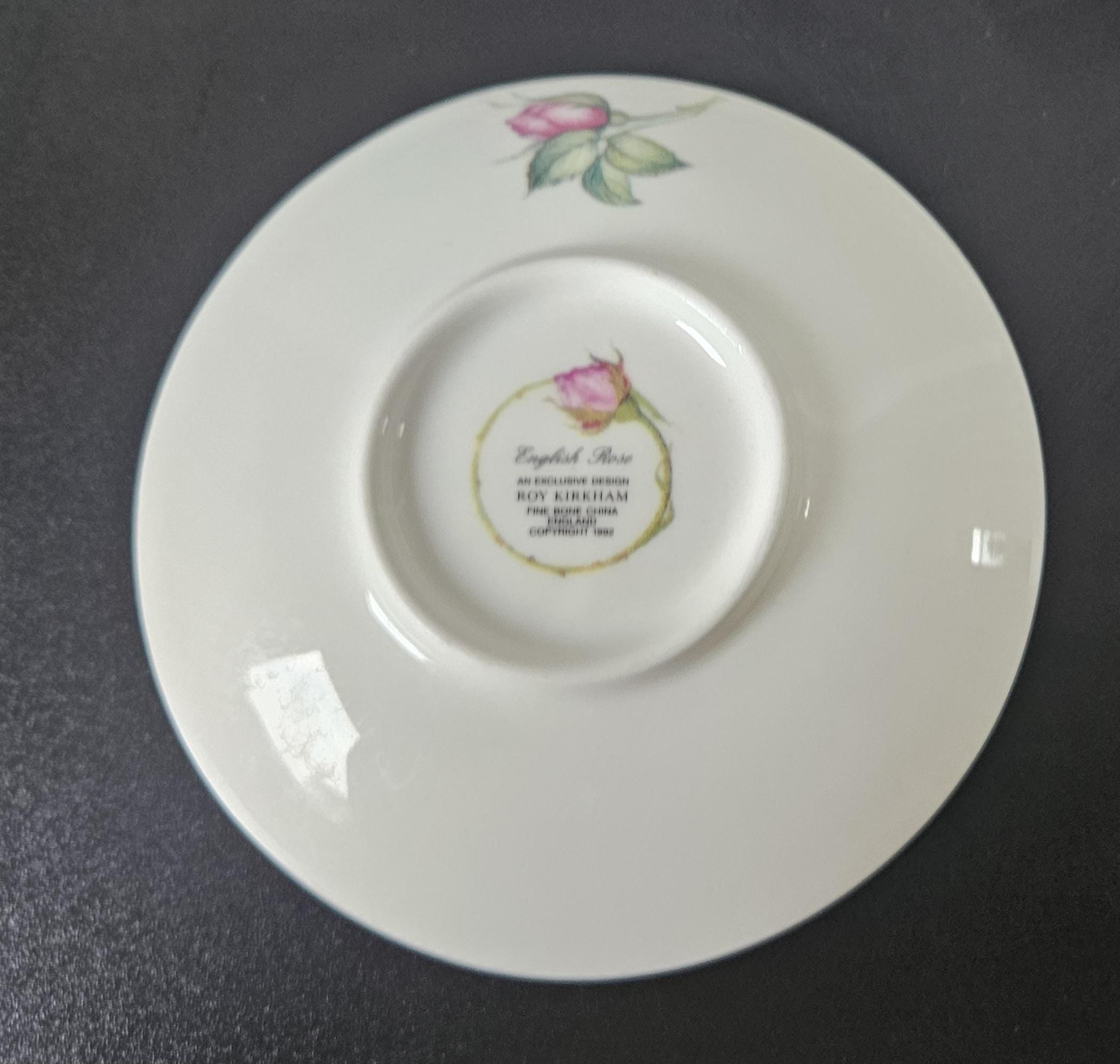 Vintage Round Large Soap Dish English Rose Fine Bone China England 1992 Roy Kirkham Approx 14cm Diameter