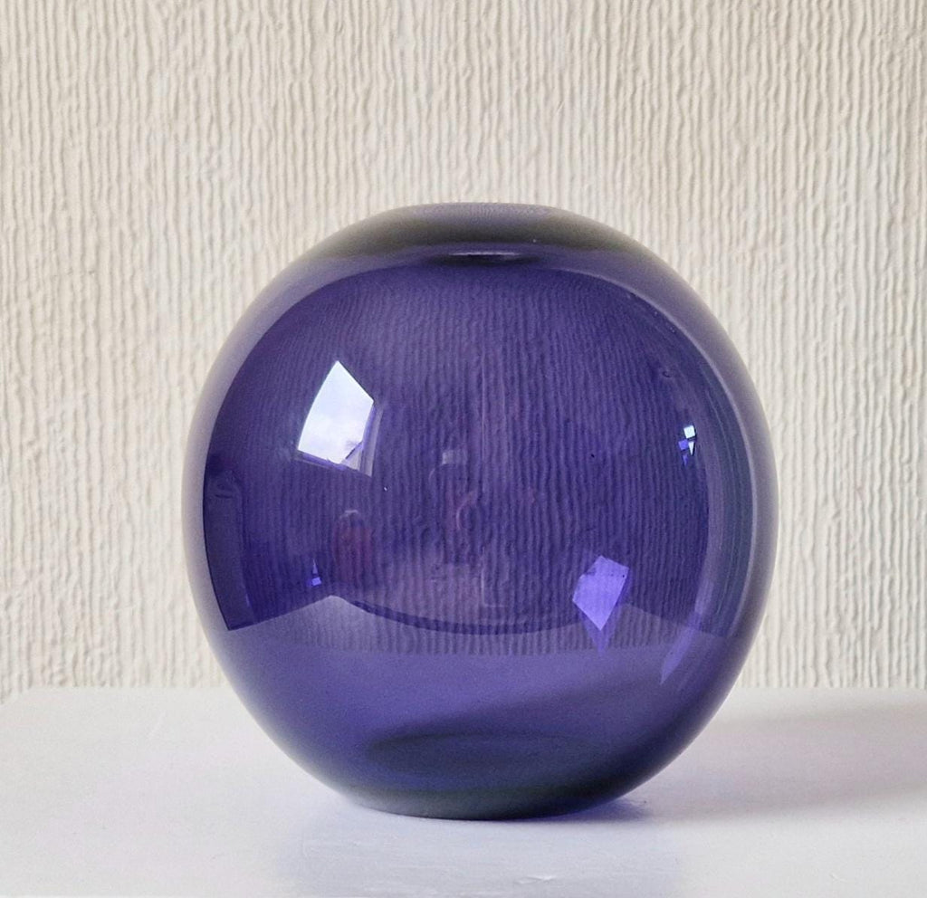 Vintage Purple Loco Art Glass Bulb Designer Vase Signed 2006
