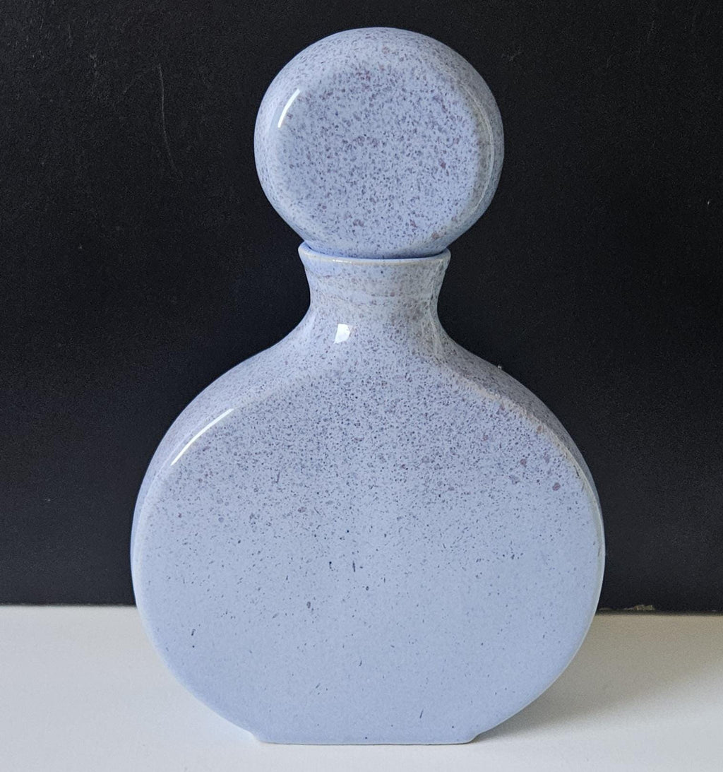 Retro Bottle with Stopper Stoneware Light Blue Speckled Finish Made in Halifax England 1980s 19cm Dressing Table Decanter