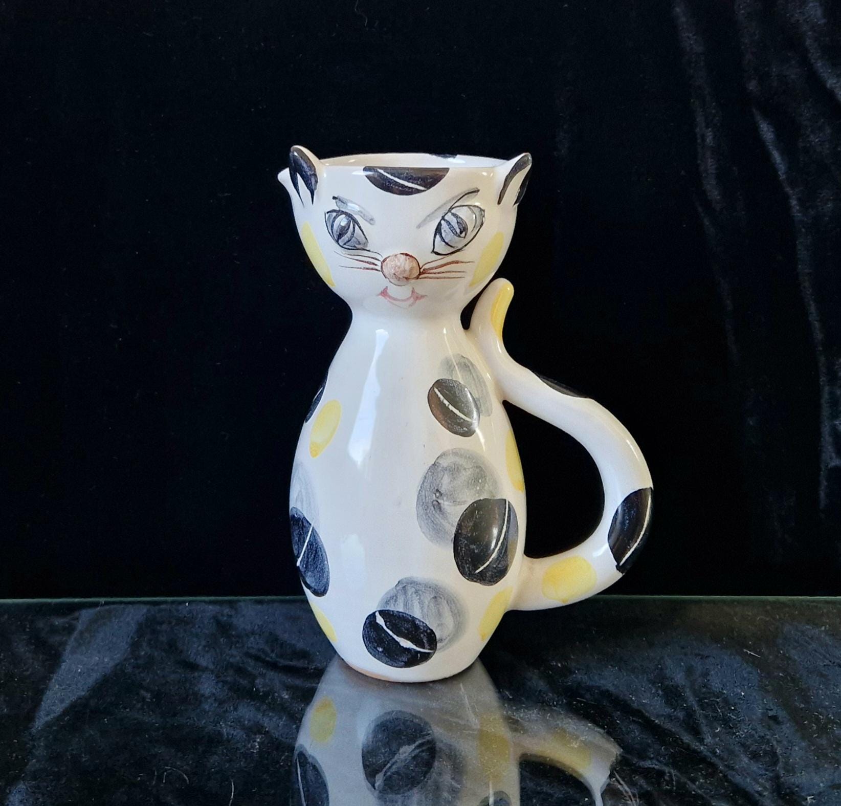 Vintage Italian Ceramic Handpainted Cat Jug 15.5cm