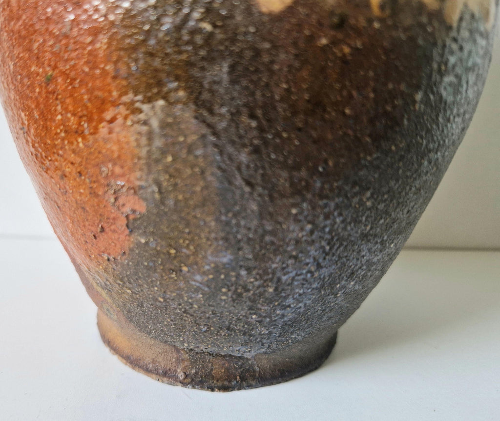 Antique Rustic Hungarian Decorated Glazed Earthenware Milk Pitcher Jug