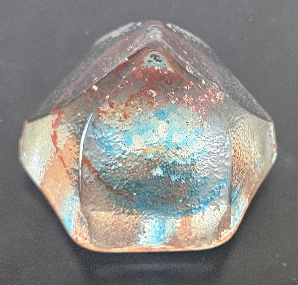 Caithness Rox Paperweight Artisan Scottish Art Glass Iceberg Sculpted Swirled UNSIGNED blue red .