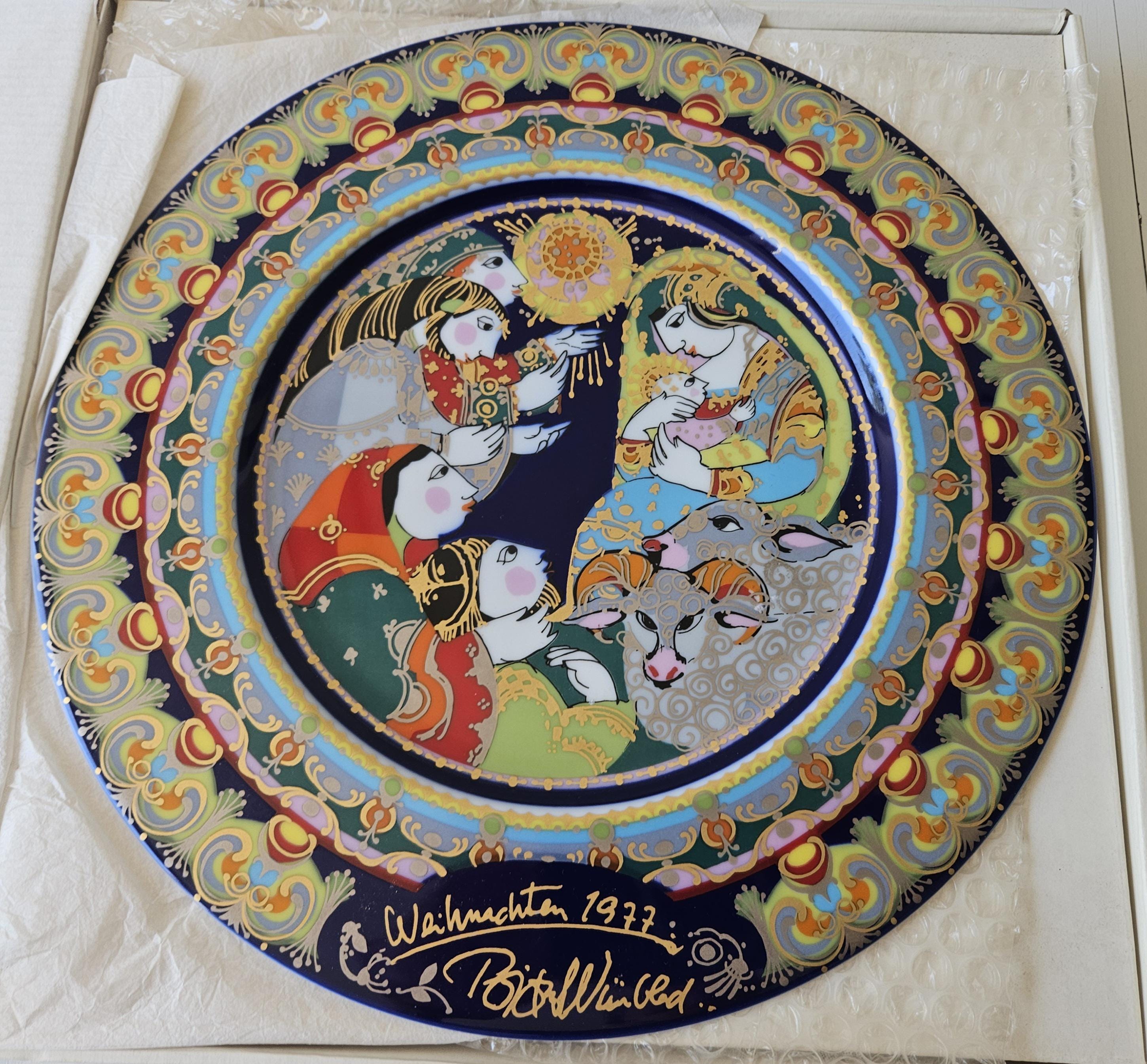 Vintage Decorative Christmas Plate Bjorn Wiinblad Rosenthal Studio Line 1977 Christmas Plate Boxed
