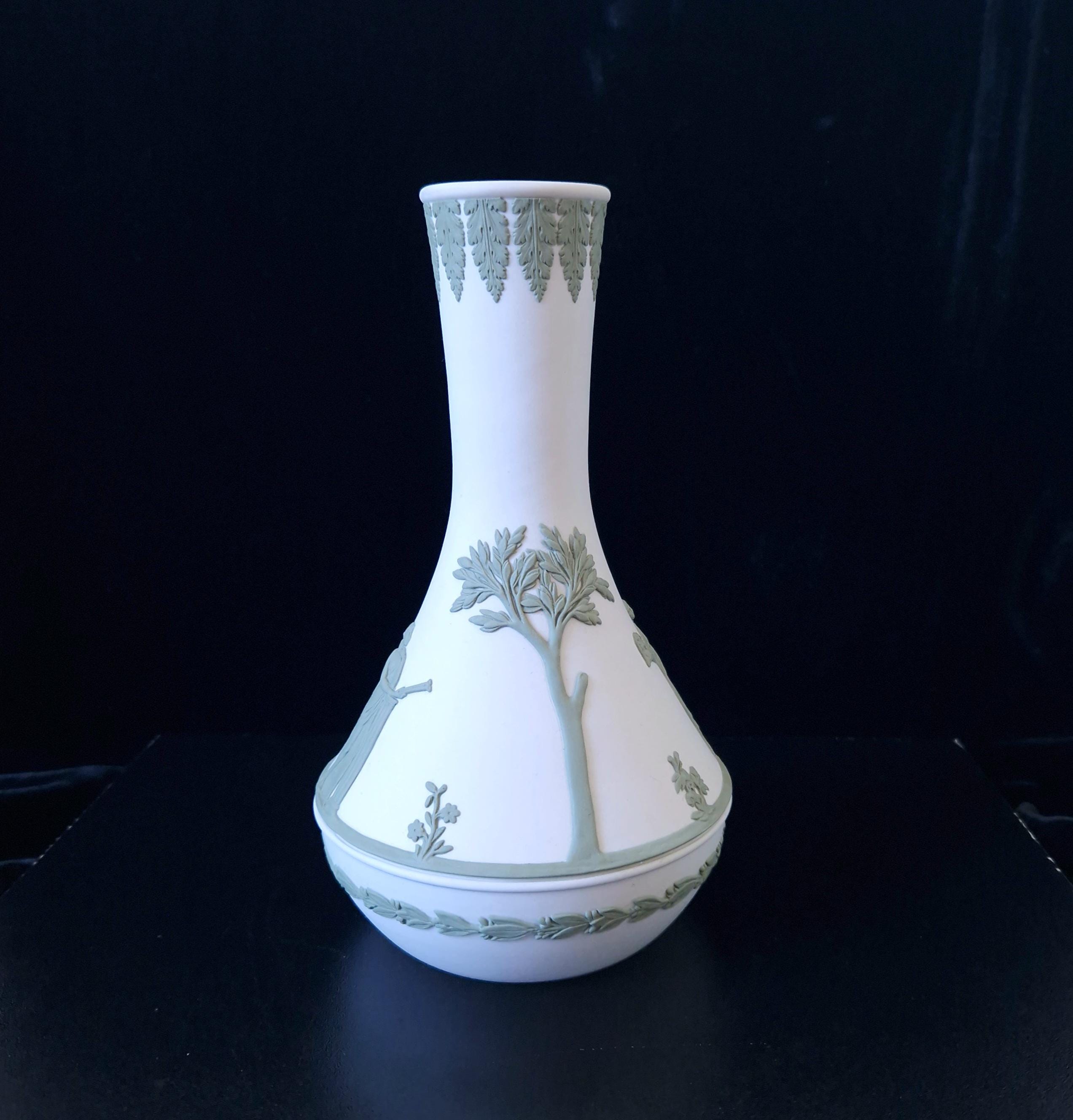 Vintage Wedgwood Jasperware Sage on White Parnassus Vase