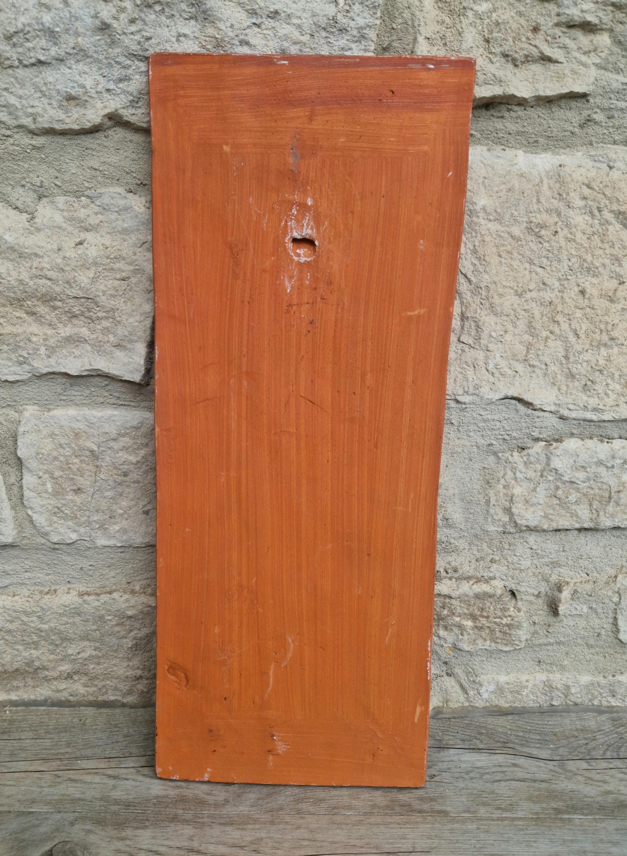 Vintage Large Mid-Century Continental Figural Glazed Ceramic Art Tile Plaque