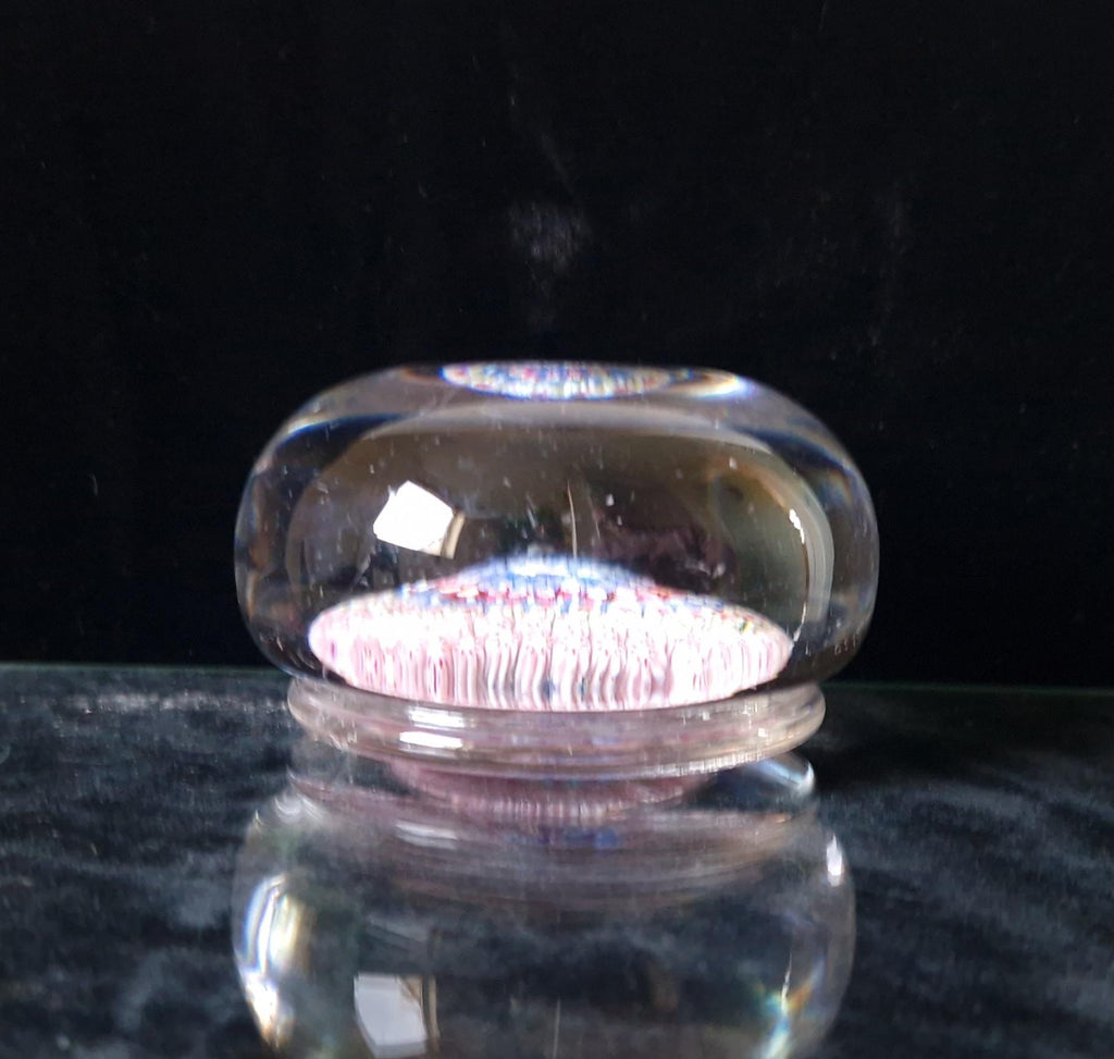 Old English Richardsons Magnum Concentric Millifiore Canes Footed Glass Paperweight