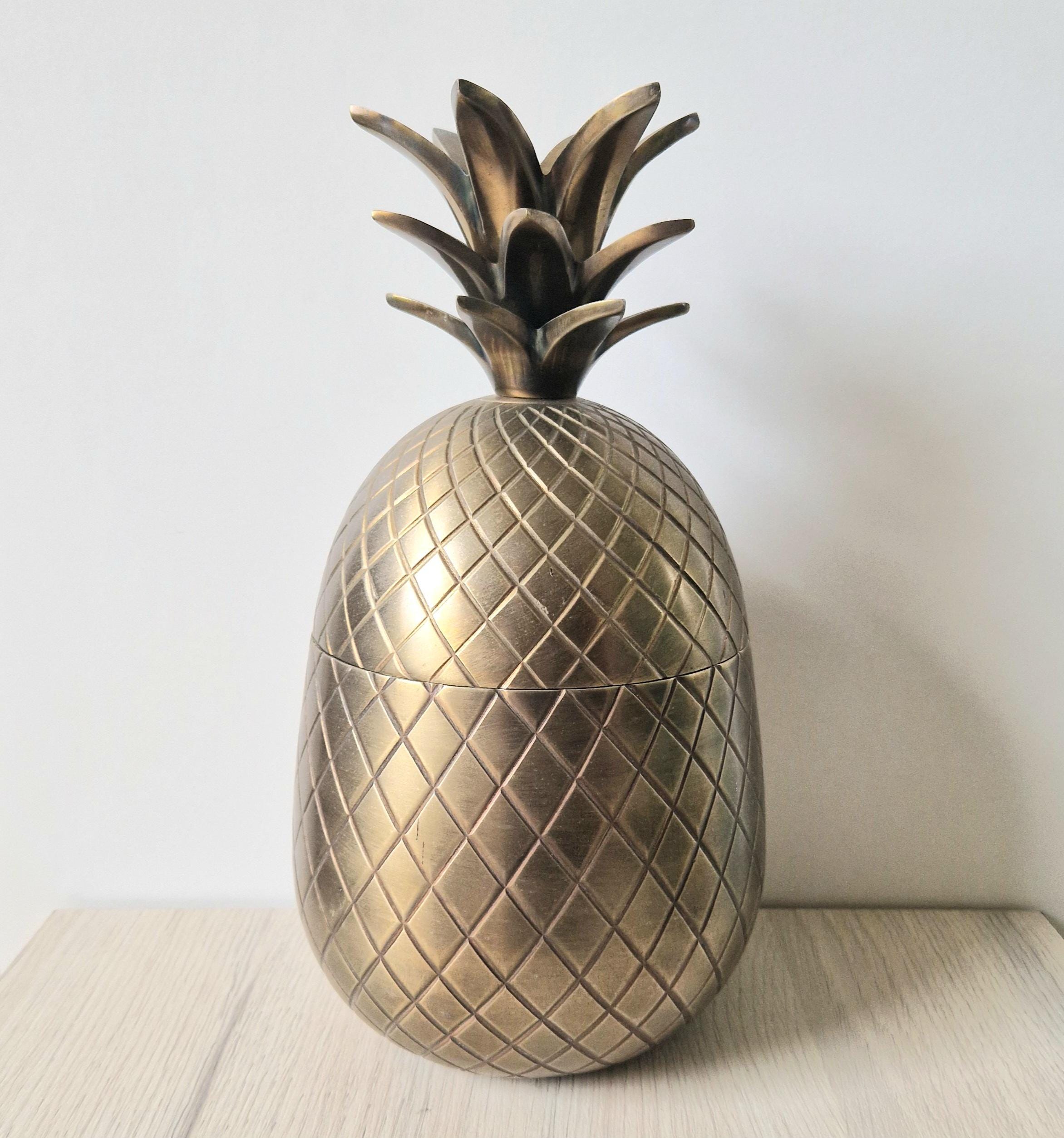 Vintage 1980s Extra Large Gold Metal Pineapple Ice Bucket 30cm