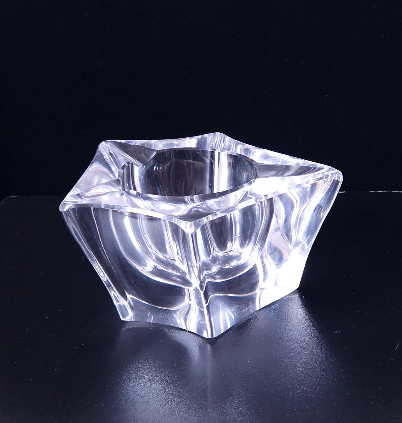 Heavy Freeform Geometric Bevelled Edge Continental Mid-Century Crystal Glass Table Desk Ashtray