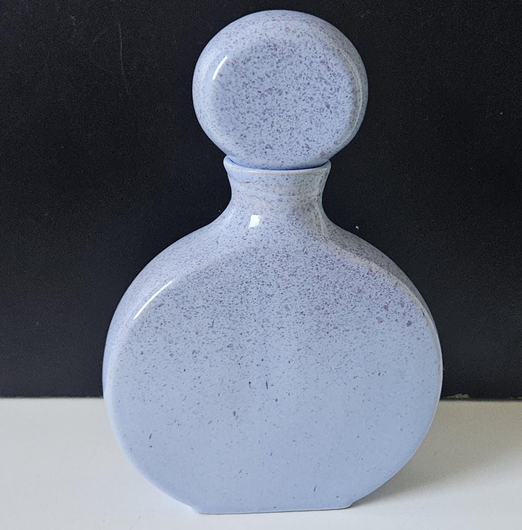 Retro Bottle with Stopper Stoneware Light Blue Speckled Finish Made in Halifax England 1980s 19cm Dressing Table Decanter