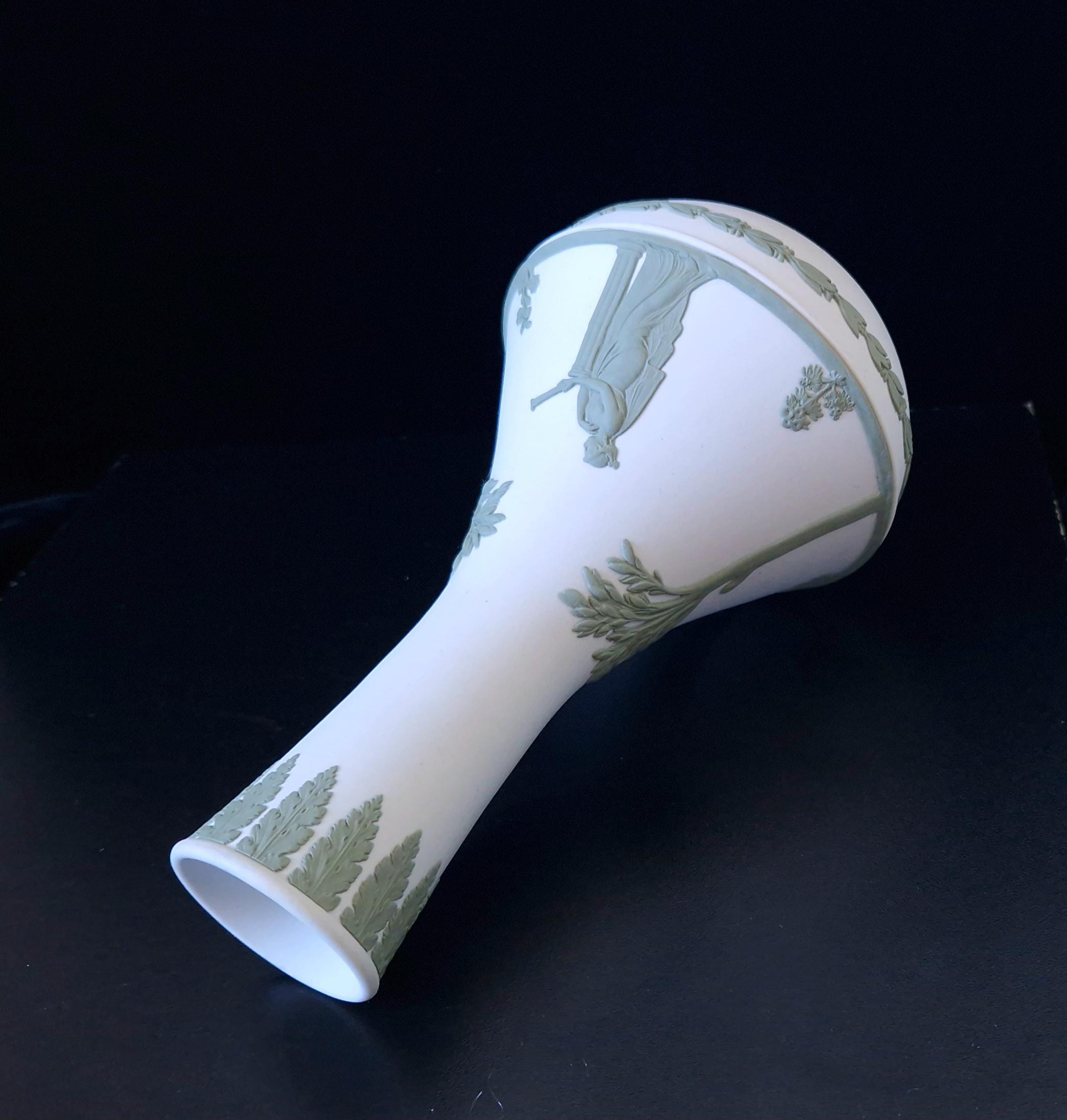 Vintage Wedgwood Jasperware Sage on White Parnassus Vase