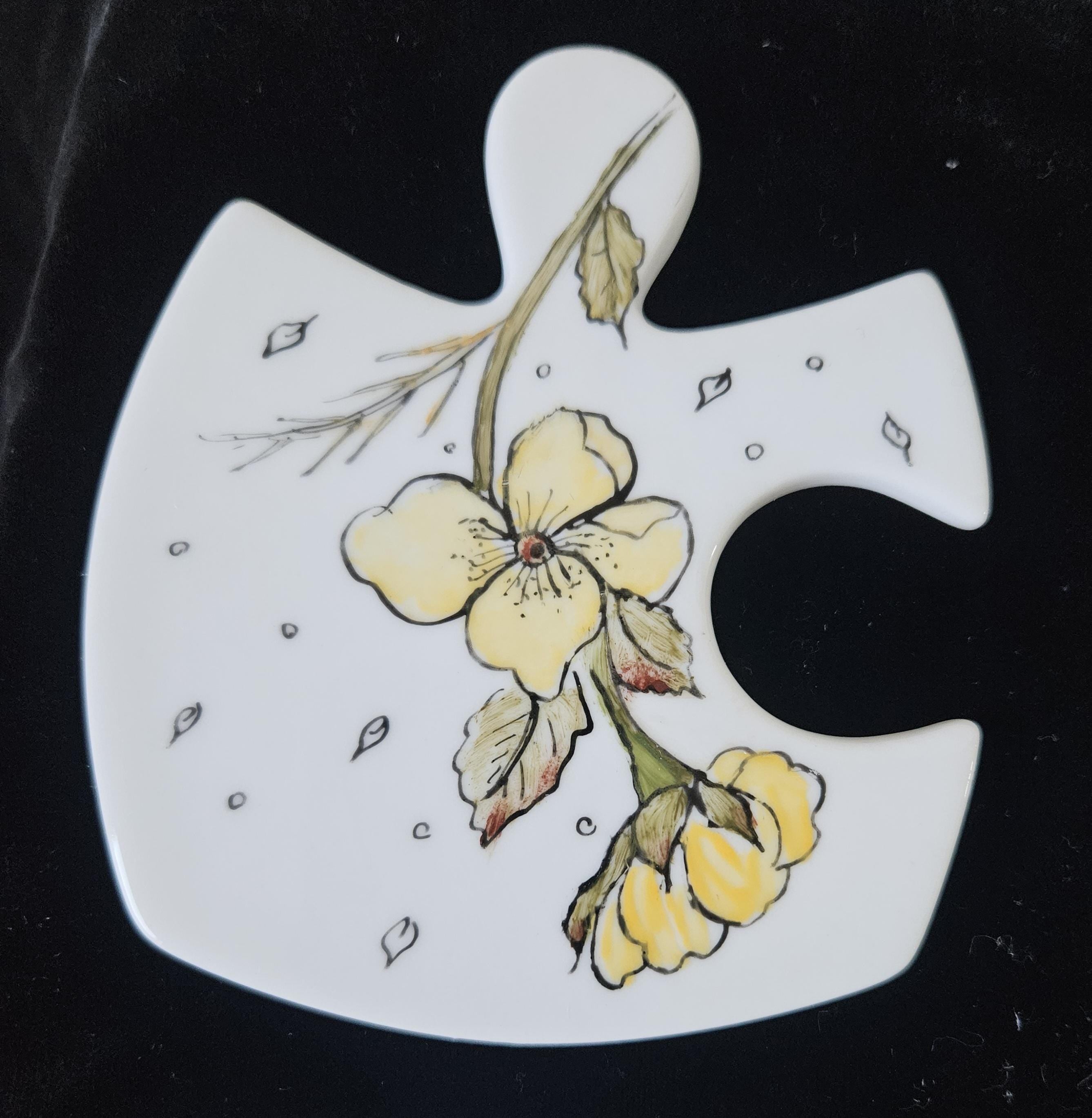Vintage French Floral Ceramic Coasters: Jigsaw Puzzle Trivet