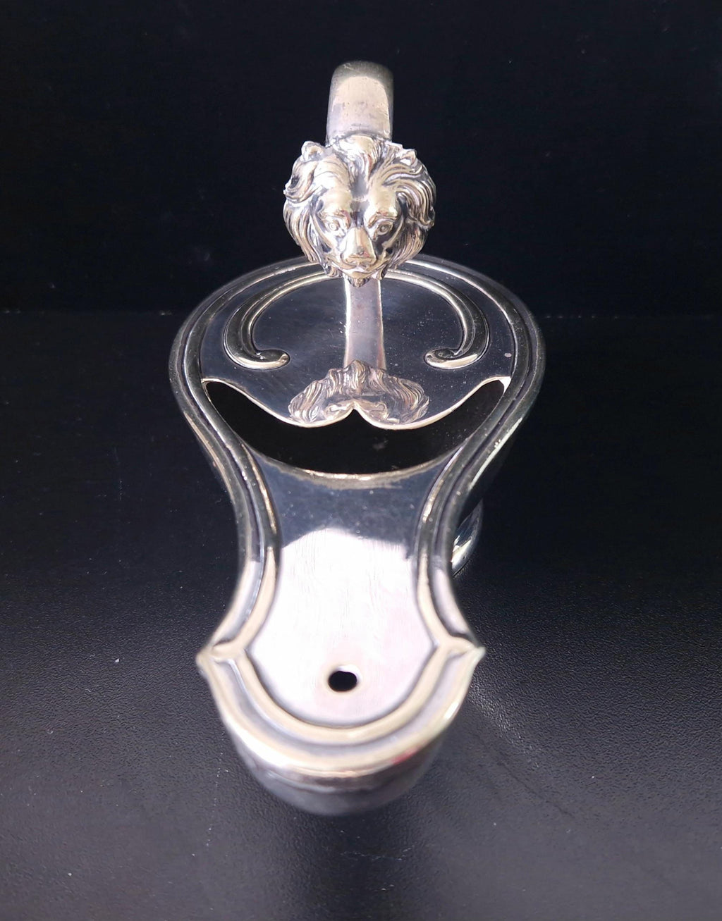 Victorian Silver Plated Brass Oil Lamp Style Lion Mask Handle Spoon Warmer