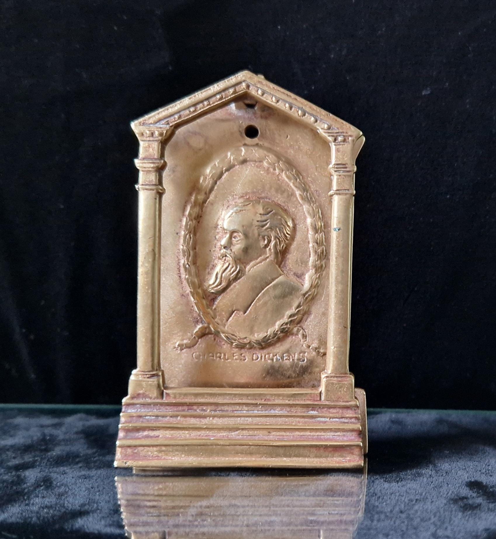 Antique Charles Dickens Solid Brass Door Knocker Edwardian