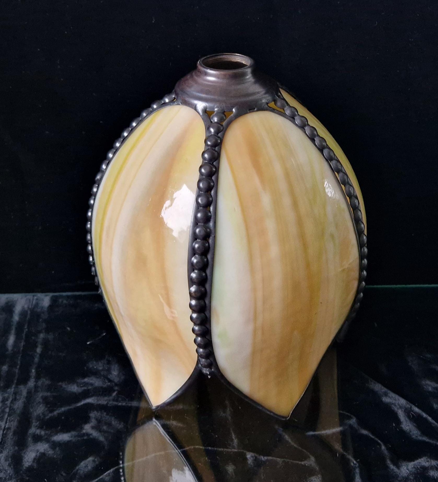 Vintage Tiffany-Style Slag Glass 5 Panel Tulip Lamp Shade 20cm