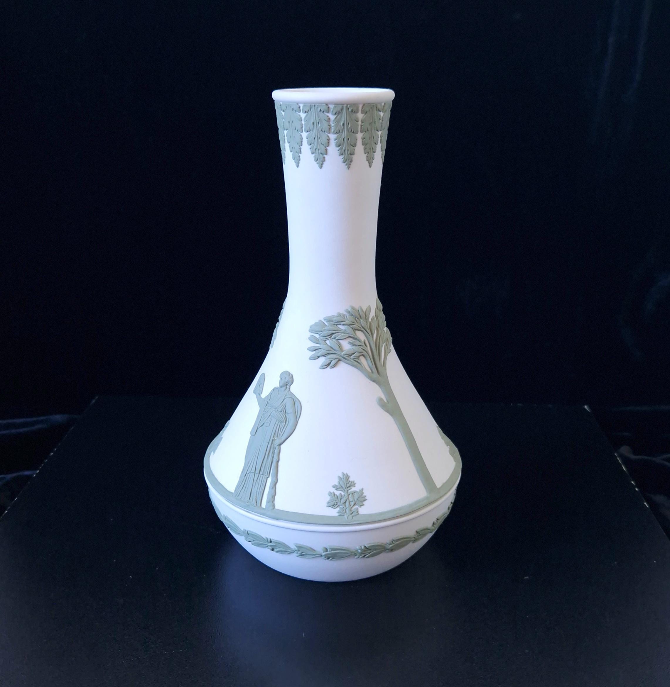 Vintage Wedgwood Jasperware Sage on White Parnassus Vase