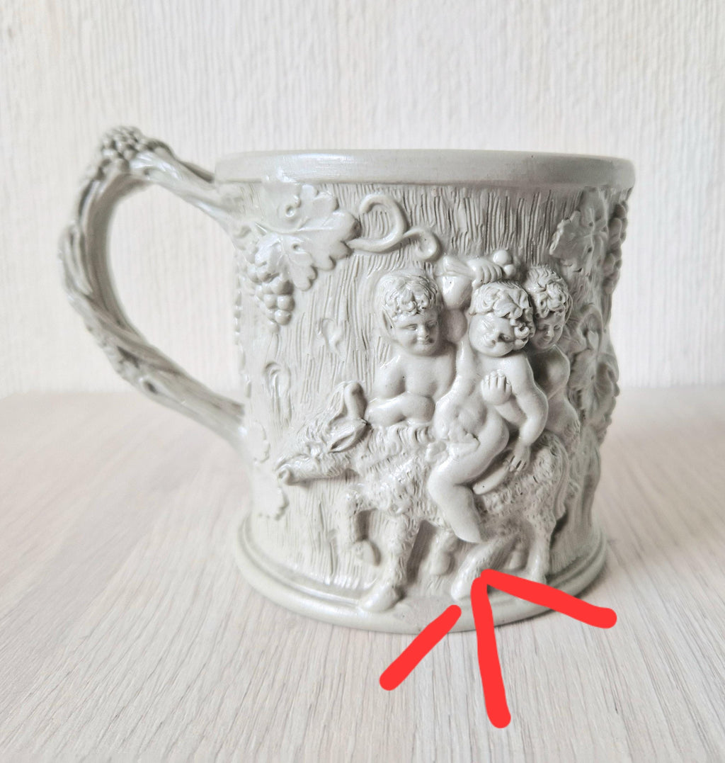 1830s Minton Stoneware Mug: Silenus and Bacchus Relief