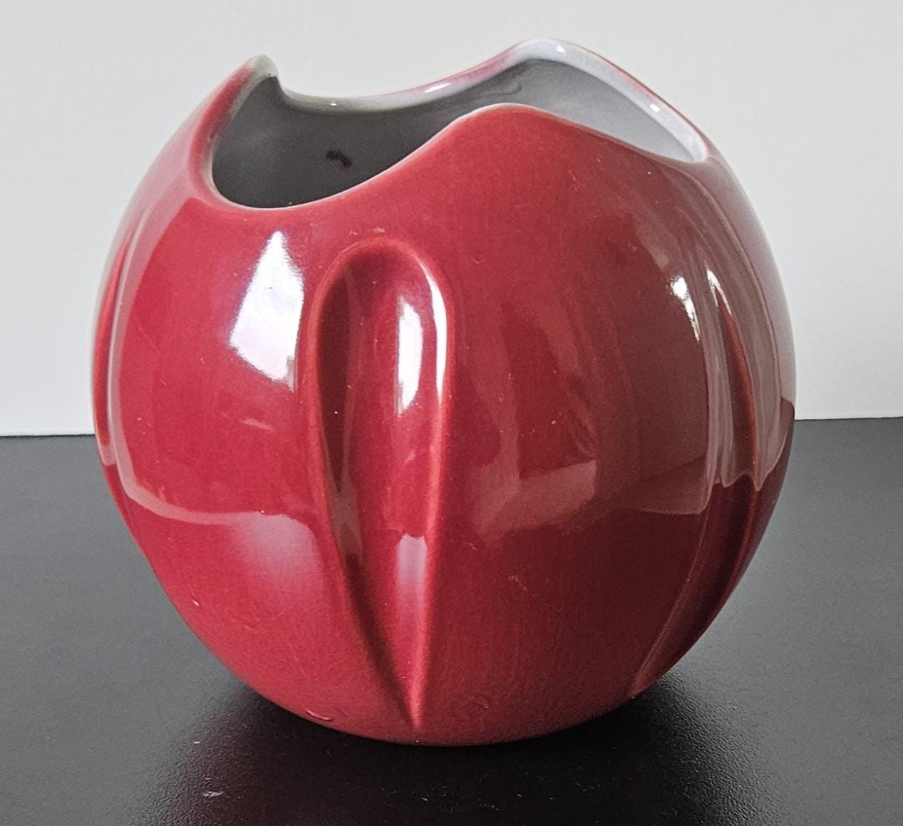 Vintage Art Deco Style Globe Vase Cerise Tulip Vase Made in England